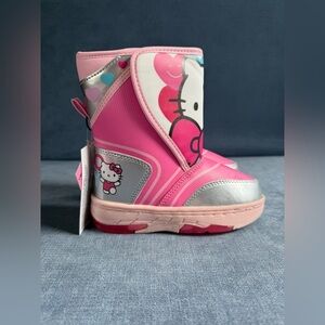 Hello Kitty Winter Snow Boots Toddler Girls SZ 9 Pink Velcro Closure Warm New